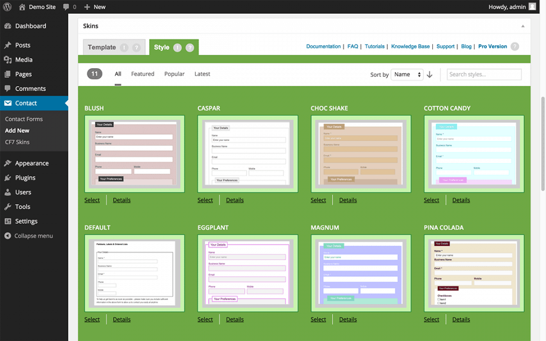 Styling your “contact forms” in WordPress without HTML or CSS code!