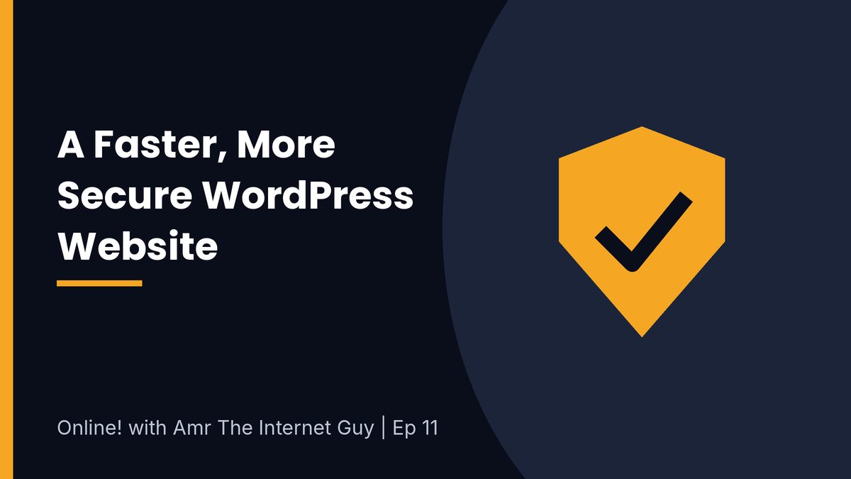 Shield with a check mark representing a faster, more secure WordPress website